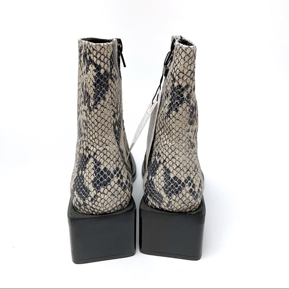 Zara Snakeskin Print Leather Square Toe Boots - Picture 6 of 10